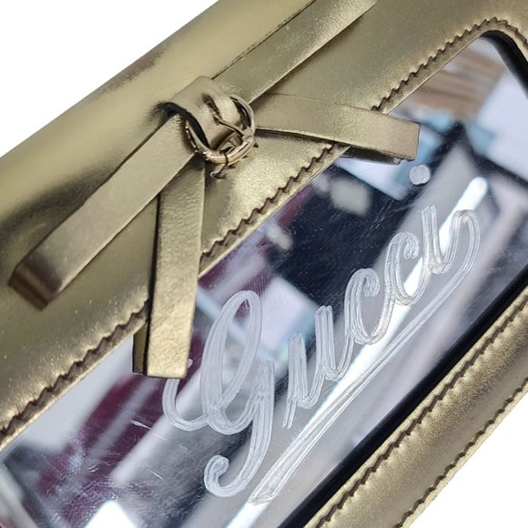 authentic GUCCI Leather Clutch Metallic Gold - Picture 5 of 9